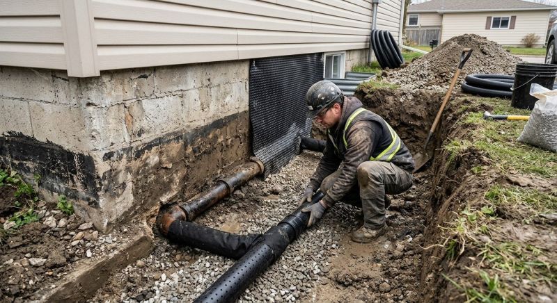 Basement Drainage Installation in Framingham, MA